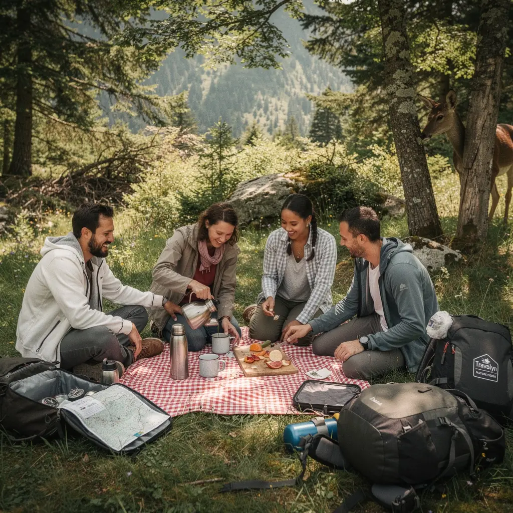 Rodinka objavujúca národný park s turistickými trasami a scenériou.