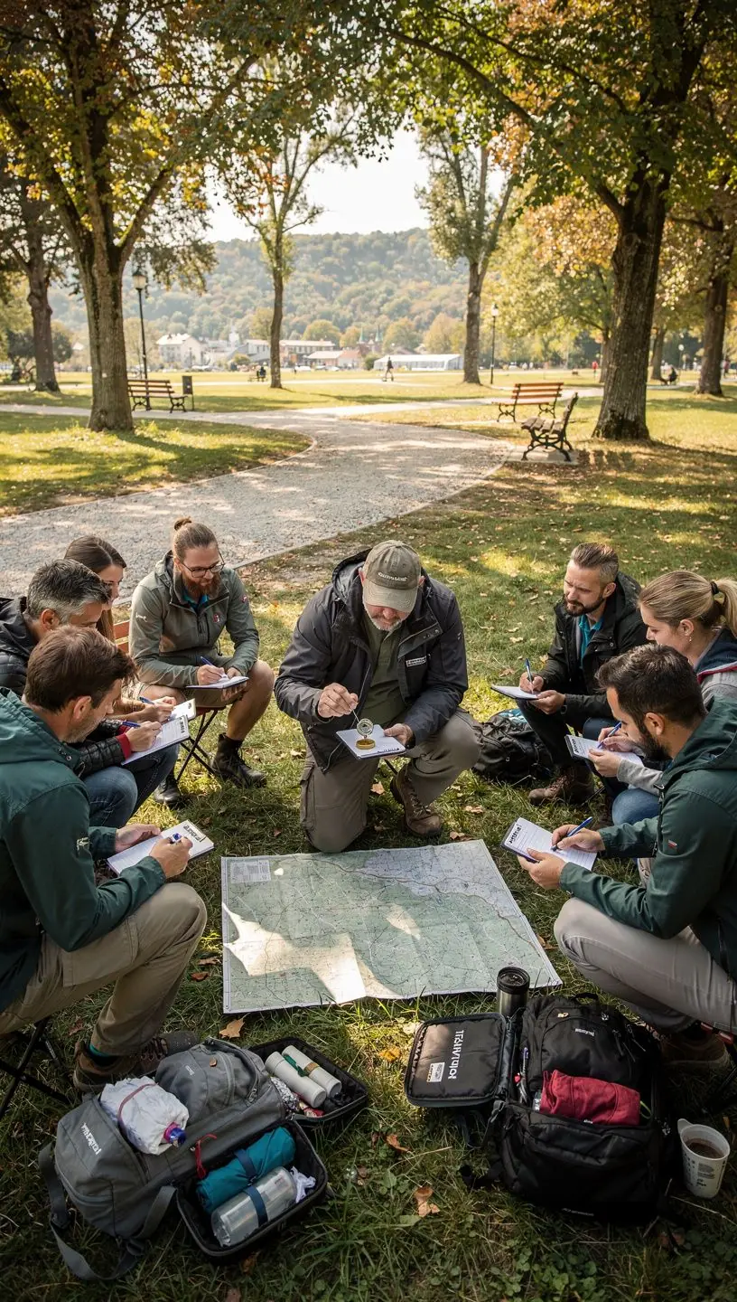 Detailný pohľad na balíček potrebného vybavenia na výlet do prírody.
